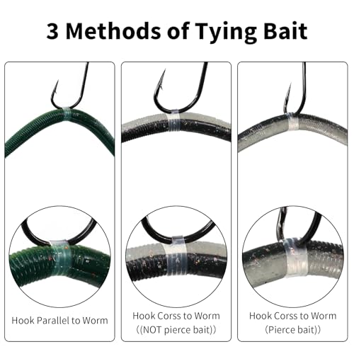 FishTrip 200/210pcs Silicone Wacky Worm O-Rings with Tool for Fishing Rigs | Silicone Bait Saver O-Rings, Protects Baits Wacky Rig for Senko Soft Plastics Worms Stickbaits for Bass Fishing Neko Rig - style: Small_200pcs