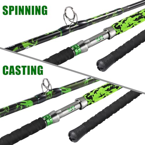 Sougayilang Catfish Rod 7' MH Catfishing Pole, Carbon Fishing Rod with Solid Tip, Stainless Steel Guides & Spiral EVA Handle for Freshwater Saltwater for Catfish-Spinning/Casting