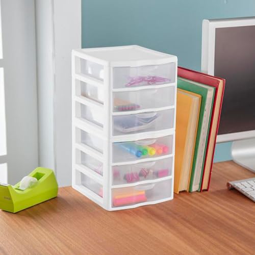 Sterilite 18-Pack Clearview 3-Drawer Cart, Small Plastic Storage Organizer Drawers, White - Organizing Drawer Containers for Bathroom, Closet, Kitchen, and Bedroom - size: 18 Packs