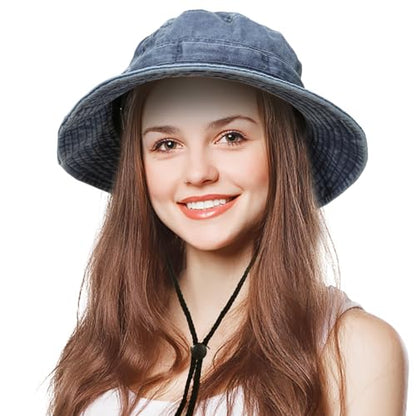 Men's Bucket Hat Camo Outdoor Sun Protection, Breathable Quick-Dry Fishing Gardening Hiking Hat ,UPF50+ Cotton Wide Brim - color: Blue
