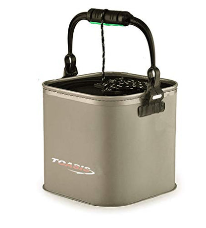 Toasis Live Fishing Bait Bucket 11L 2.9Gal EVA Fish Bucket - color: Olive