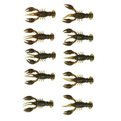 Pongnas 10-Pack Soft Fishing Lure Crawdad Bait Green Shrimp for Bass Fishing - PVC Design - color: Green