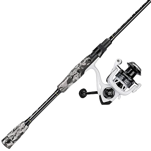 Sougayilang Fishing Rod and Reel Combo, Stainless Steel Guides Fishing Pole with Spinning Reel Combo for Bass Fishing - color: White, size: 5'10''-2000