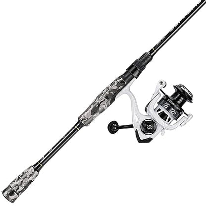 Sougayilang Fishing Rod and Reel Combo, Stainless Steel Guides Fishing Pole with Spinning Reel Combo for Bass Fishing - color: White, size: 5'10''-2000