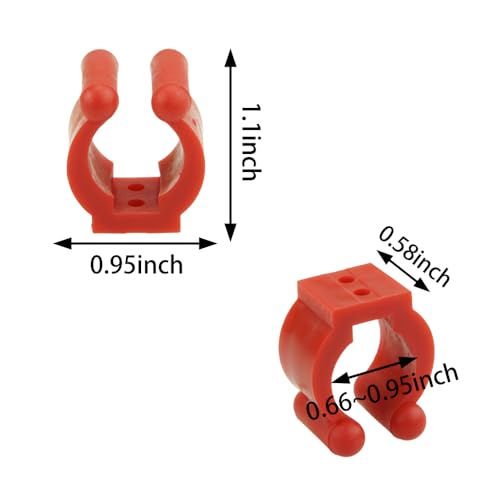 24 PCS Fishing Rod Clips, Wall Mount Fishing Pole Holder Clips for 0.66" to 0.95" Poles, Pool Cue Holder Storage Rack Replacement (Red) - color: Red