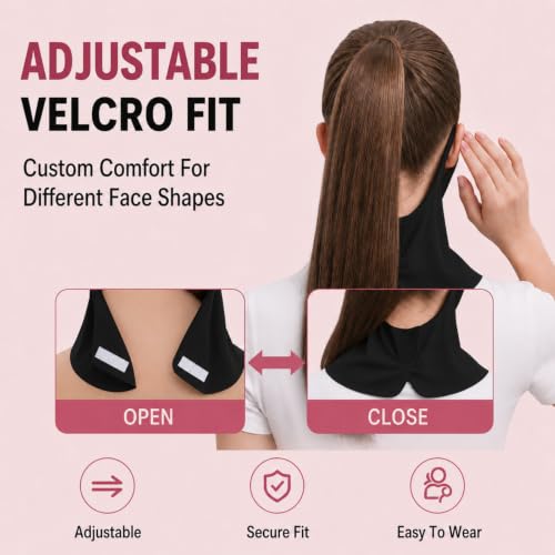 Ice Silk Sun Protection Face Mask for Women, Breathable Cooling Face Cover with Neck Coverage, Driving，Golf，Hiking - color: Black*2