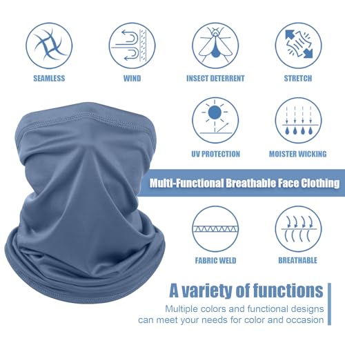Geyoga Summer UV Protection Cooling Neck Gaiter | Sunscreen Breathable Face Scarf Bandana Mask Neck Gaiter for Outdoor Fishing Hiking Camping - color: Blue‑gray