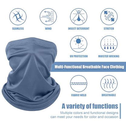 Geyoga Summer UV Protection Cooling Neck Gaiter | Sunscreen Breathable Face Scarf Bandana Mask Neck Gaiter for Outdoor Fishing Hiking Camping - color: Blue‑gray