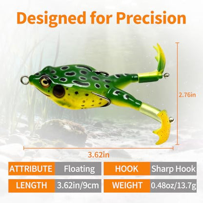 Keenjorika Soft Frog Fishing Lures 3 Pack, Topwater Floating Weedless Frog Baits with Rotating Kicking Legs, Lifelike Soft Swimbaits for Bass, Trout, Snakehead Fishing, Freshwater & Saltwater - color: 2/4/10