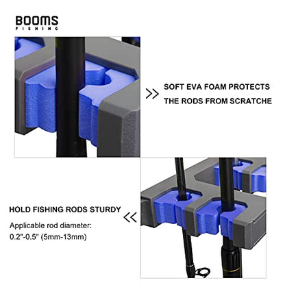 Booms Fishing Rod Holder for Garage: Wall Mount Fishing Pole Holders for Garage | Fishing Rod Rack Holds Up to 10 Rods, Vertical/Horizontal/Ceiling Fishing Pole Racks, WV4 Gray + Blue - color: Gray + Blue