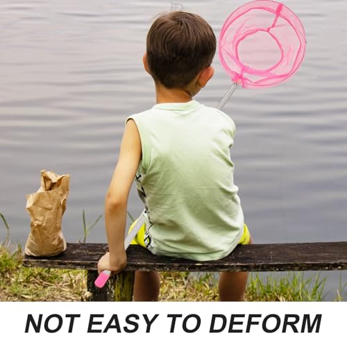 PRETYZOOM Telescopic Fishing Net for Wear-Resistant Aluminum Alloy Landing Net Pole Capacity for Outdoor Freshwater Lake Fishing and Camping Retractable Pink Design