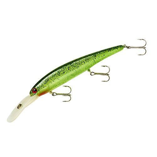 Bandit Lures 4 3/4-Inch Slender Minnow Jerkbait Trolls Up to 27 Feet Deep, Universal Color Patterns, 1 Piece - color: Green Black Splatter, size: 4 3/4", 5/8 oz