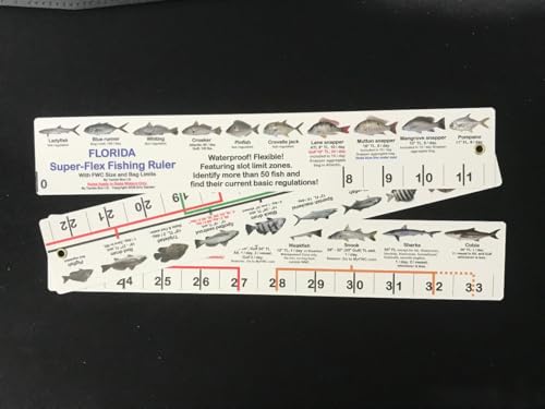 Two (2) Florida Super-Flex Folding Fishing Rulers with Color Photos of 54 FL Saltwater Fish and Their Rules Plus Lots of FL Angler Information