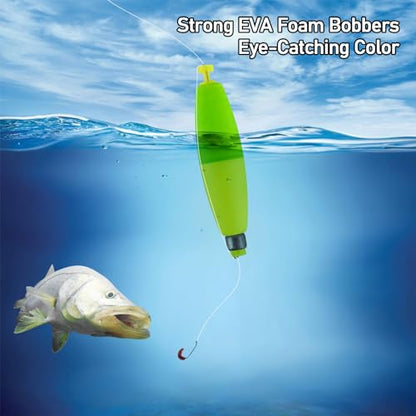 Dr.Fish Cigar Fishing Bobbers Weighted Fishing Floats EVA Foam Snap-On Spring Floats Fly Sea Boat Fishing for Bass Trout Panfish Bluegills - color: Red-5 Pack, size: 2.5"