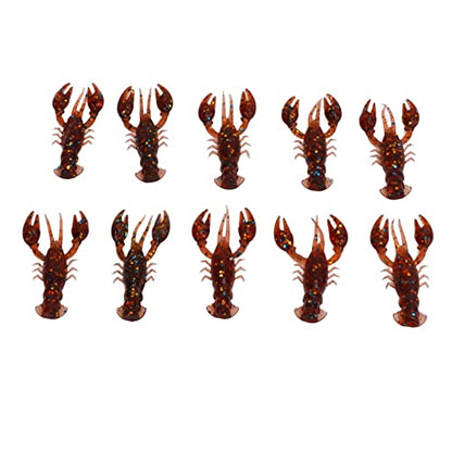 Pongnas 10-Pack Soft Fishing Lure Crawdad Bait Green Shrimp for Bass Fishing - PVC Design - color: Dark Brown