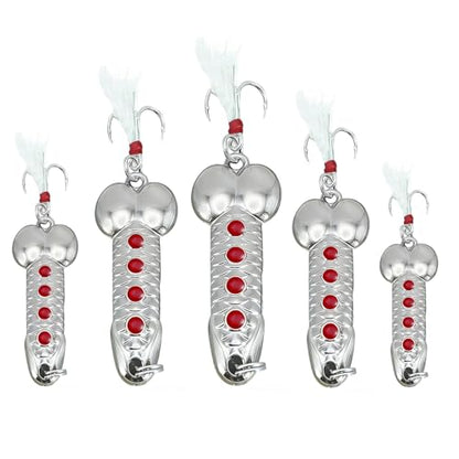 5Pcs Funny Fishing Lures,Top Water Bass Fishing Hooks Gear,Metal Luminous Sequin Spoons,Prank Joke Fish Lure Trout Lures Spinner Baits for Fishing Lovers,Freshwater Saltwater Fishing Gag Gifts for Men