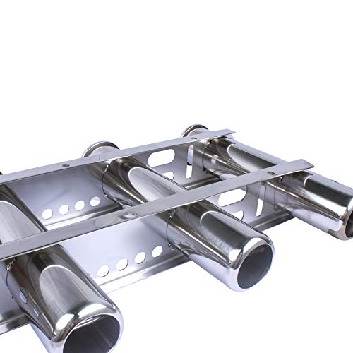 Wall Mounted Fishing Rod Holder for Boat, Stainless Steel 4 Tubes Linked Vertical Fishing Rod Rack for Marine Boat,Fishing Boat, Truck