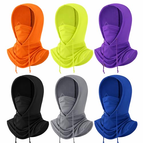 Patelai 6 Pcs Summer Balaclava UV Face Mask Sun Protection Cooling Hood Full Head Face Cover for Women Men Cycling Fishing - color: Bright