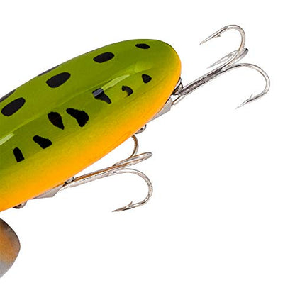 Arbogast Jitterbug Topwater Bass Fishing Lure - Excellent for Night Fishing - color: Frog Yellow Belly, size: 2 1/2" 3/8 oz
