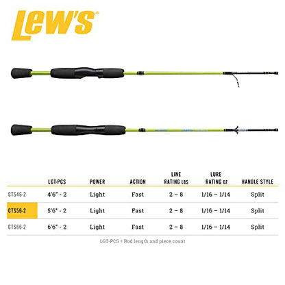 Lew's Crappie Thunder Spinning Fishing Rod, Light Power, Fast Action, Premium 2-Piece Graphite Blank, EVA Split Grip Handle - style: 5'6"