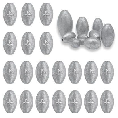 Egg Weights Fishing Sinkers Weights Assortment Lead Oval Shaped Drop Weight | Sinker Tackle for Freshwater Saltwater Fishing Bass Casting - style: 1/8oz-20pc