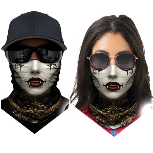 Obacle Skull Face Mask for Women Dust Wind Sun Protection Rave Festival Riding - color: Skull Women Gray White Face With Red Lip
