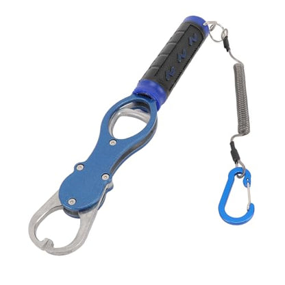 Fish Lip Gripper, Fish Lip Gripper with Scale Aluminum Alloy Grabber Multifunctional Fishing Tool for Men (Blue - color: Blue