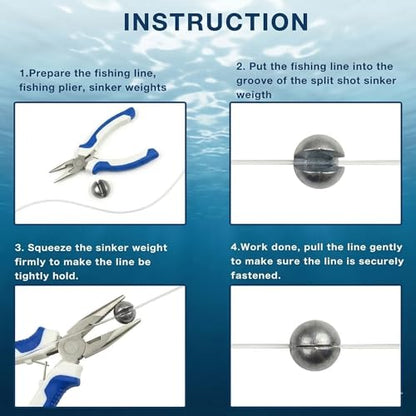200/350 Pcs Premium Split Shot Fishing Weights Sinkers, Removable Leakproof Fly Fishing Split Shot for Freshwater & Saltwater， Bass Trout Circular Accessories - 5/6 Sizes - size: 200/5 Size Round