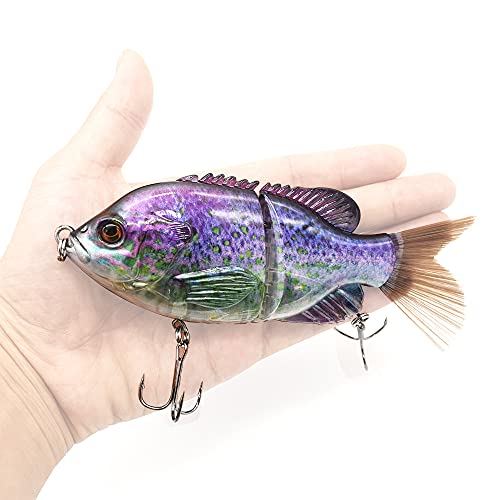 5.9in Multi Jointed Swimbait Fishing Lures Bait,2 Segment Big Giant Sinking Fishing Bass Lures,Crankbaits Swimbaits with Treble Hook - color: 5.9in,1.94oz-Color B