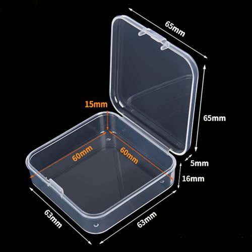 Goodma 100 Pieces Square Mini Clear Plastic Storage Box, 2.56x2.56x0.79 in | Empty, Organizer Containers, Hinged Lids, For Small Items, For Craft Projects - size: 2.56 x 2.56 x 0.79 inch