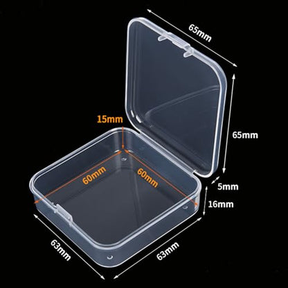 Goodma 100 Pieces Square Mini Clear Plastic Storage Box, 2.56x2.56x0.79 in | Empty, Organizer Containers, Hinged Lids, For Small Items, For Craft Projects - size: 2.56 x 2.56 x 0.79 inch