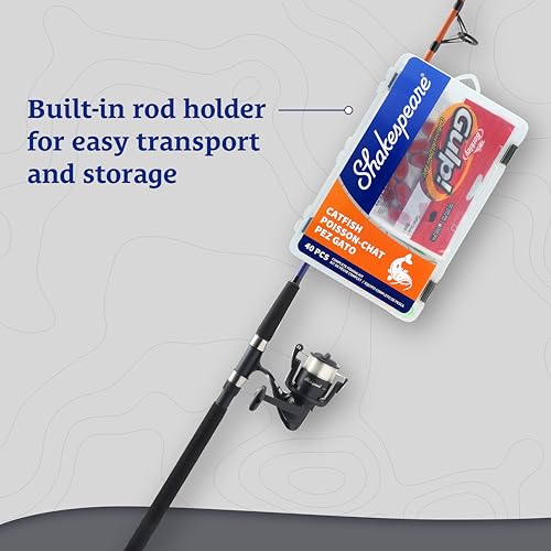 Shakespeare Catch More Fish Spinning Reel and Fishing Rod Combo with Kit - color: Catfish, style: 2024 Model