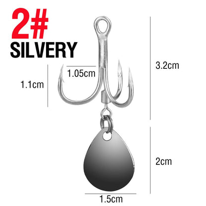 10pcs 2 Colors Bladed Treble Hook with Willow Colorado Blade Replacement Fishing Hook Spinner Blade Bass Pike Walleye Trout Saltwater - size: 2# 10pcs