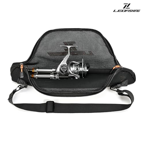 LEOFISHING Fishing Rod and Reel Combos Bag Portable Foldable Fishing Pole Case 45cm/17.7" for Short Telespoic Fishing Pole Store Up to 1-2 Fishing Rod with Reel Breathable Mesh Material