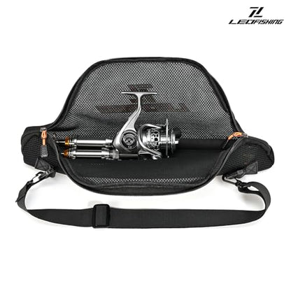 LEOFISHING Fishing Rod and Reel Combos Bag Portable Foldable Fishing Pole Case 45cm/17.7" for Short Telespoic Fishing Pole Store Up to 1-2 Fishing Rod with Reel Breathable Mesh Material