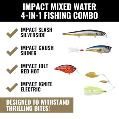 LUNKERHUNT Deep Diving Crankbaits – 4-Pack | Premium Hard Bait Fishing Lures for Bass, Walleye & Saltwater | Ideal for Deep Water Action - color: 4-Pack Mixed Water