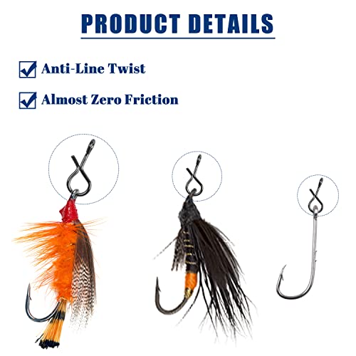 SILANON Fly Fishing Snaps,150pcs Fly Fishing Quick Clips Quick Change Lure Clips Micro Fly Snap Swivels No Knot Fast Snap Stainless Steel Lure Connector for Flies Hooks Jigs Lures 3 Sizes - size: Size M-6.6LB-150PCS
