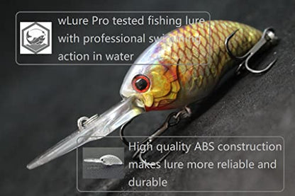 Minnow Crankbait for Bass Fishing Bass Lure Jerkbait Fishing Lures and Tackle Box - color: HC733KB