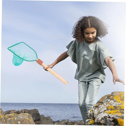 Wood Handle Fishing Net Large Mesh Handheld Net for Freshwater and Saltwater Fishing with 30cm Wooden Frame Suitable for Pier