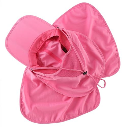 Connectyle Men's Foldable Baseball Sun Cap with Removable Face Mask Neck Flap Cover UPF 50+ Sun Protection Fishing Hiking Hat - color: Rose