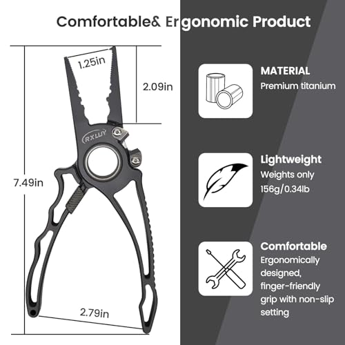 Titanium Fishing Pliers, Premium Saltwater Fishing Gear, Tungsten Cutters, Split Ring Hook Remover, Knot Tying Tool with Lanyard, Ice Fishing, Sea Fishing Kit Gifts for Men - color: With Lock