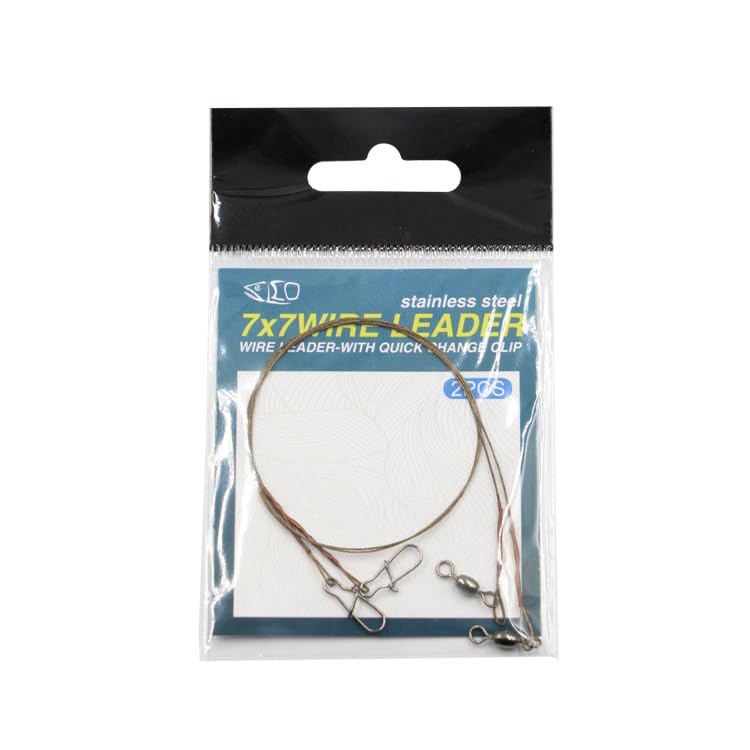 2Pcs Stainless Steel Titanium Fishing Leader, Anti-Bite Wire Trace with Snap Swivel for Saltwater Freshwater