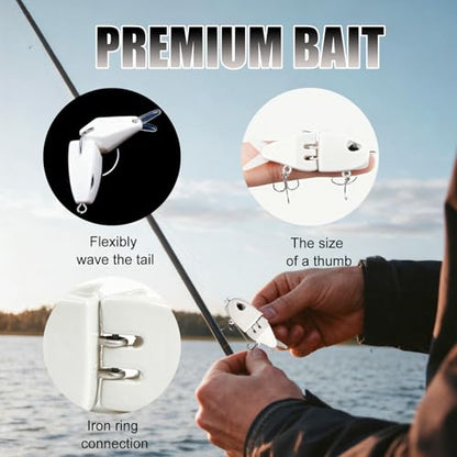 2Pcs Mini Glide Bait for Bass Fishing,Slow Sinking Fishing Lure,Freshwater Saltwater Multi Jointed Swimbait Wobbler,for Amazing Fishing Gear Gifts for Family - color: White