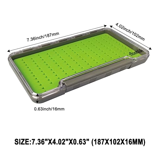 Aventik Fly Fishing Boxes Silicone Super Slim Fishing Storage Fishing Tackle Case Waterproof Best Pocket Sizes 7.36"X4.02"X0.63"/5.39"X3.74" X0.63'’(2pc-g048lb) - style: 2PC-G048LB:7.36"X4.02"X0.63"