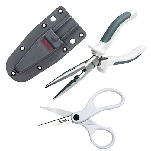 Smith’s Lawaia 51255 Pliers - Scissors Fishing Combo - Pliers - Scissors - Sheath - Removable Belt Clip - Durable Stainless Steel - Fishing Tool Kit - Gift