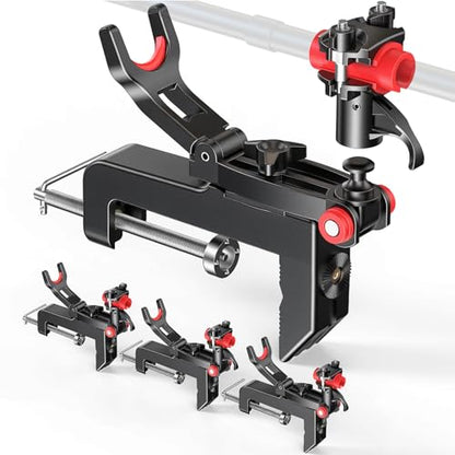 Clamp On Fishing Rod Holder for Boat Canoe Pontoon Kayak Dock | 360° Adjustable, Heavy Duty, Round & Square Rail Mount, Saltwater Safe - color: Rod Holder- 4 Pack