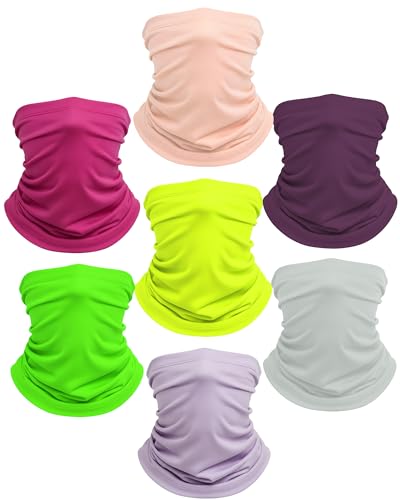 Xeoxarel Neck Gaiter, 7 Pack Cooling UV Protection, Bandana Face Mask Scarf for Men and Women - color: Pink, Neon Yellow, Fluorescent, Purple, Lavender, Light Pink, Light Grey