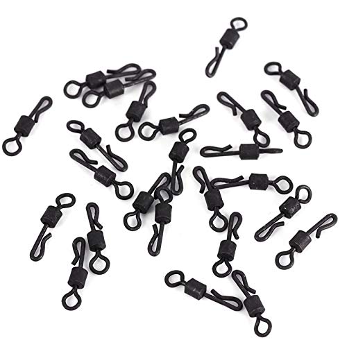 25pcs/Set Swivels Q Shaped Fishing Swivels Carp Rigs Accessory for Outdoor Fishing Matte Black
