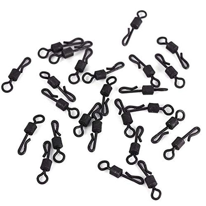 25pcs/Set Swivels Q Shaped Fishing Swivels Carp Rigs Accessory for Outdoor Fishing Matte Black