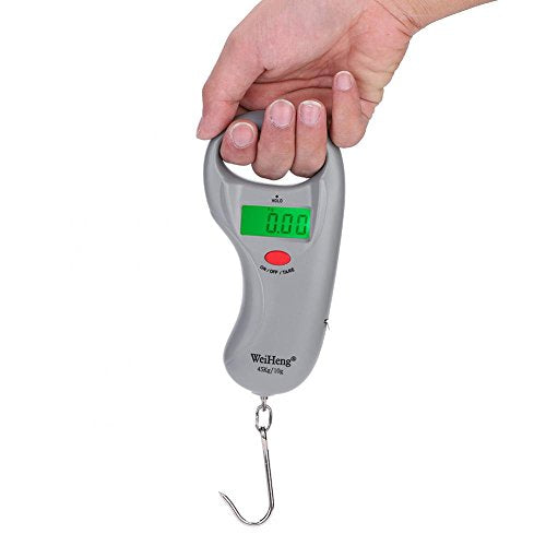 Fish Scale Digital Weight, LCD Display Portable Electric Fishing Hanging Scale 45kg with Tapeline Fishing
